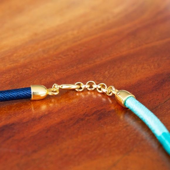 Handmade colorful necklace gold plated new  blue navy red - Picture 4 of 5